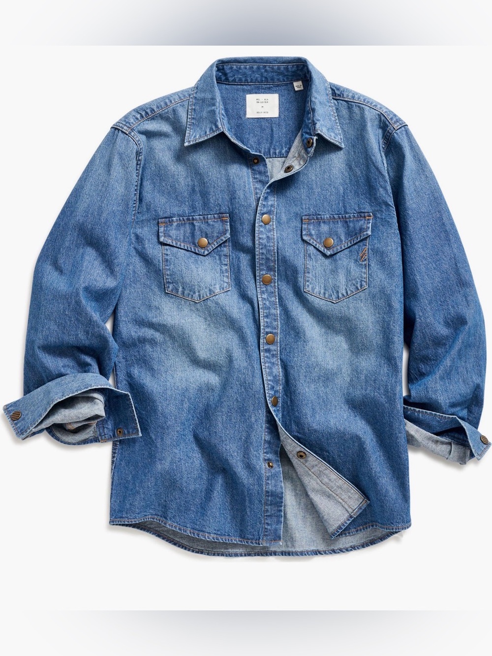 Billy Reid Rosedale Denim Snap-Up Shirt Small